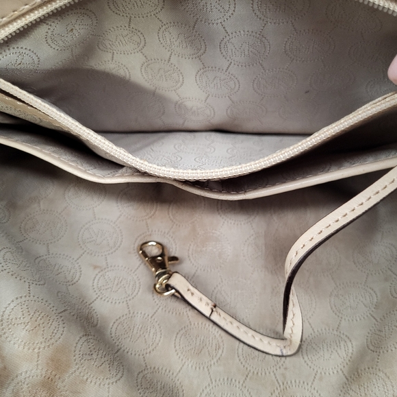 Michael Kors Cream Tote Bag with Signature Logo Print & Adj Straps, 15×11×5.5 - Picture 11 of 11